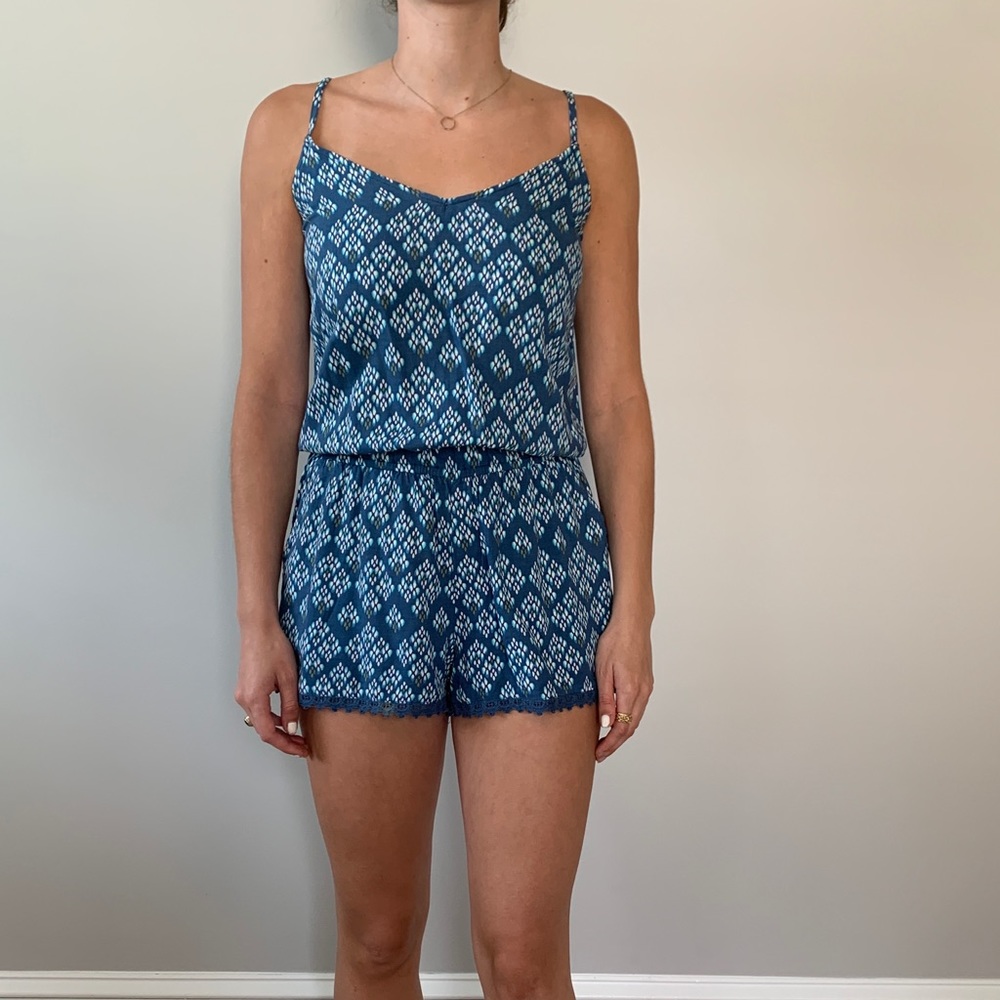 Blue Patterned Romper - image 1